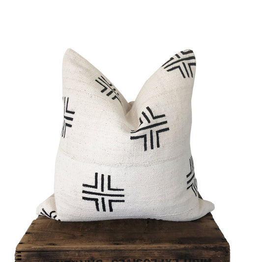 Mudcloth Pillow Cover, Black and White Mudcloth Pillow