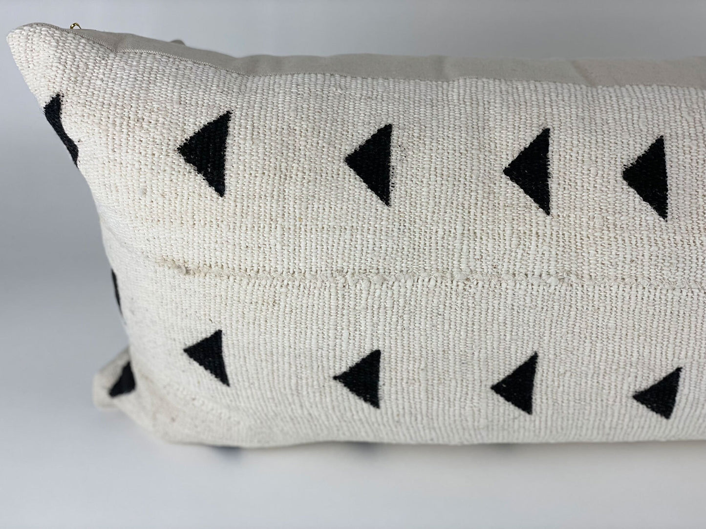 Ivory Mudcloth Pillow Cover, 13"x31", Lumbar Pillow