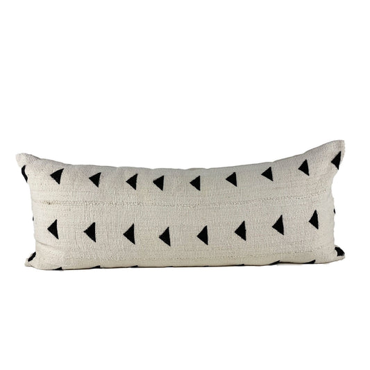 Ivory Mudcloth Pillow Cover, 13"x31", Lumbar Pillow