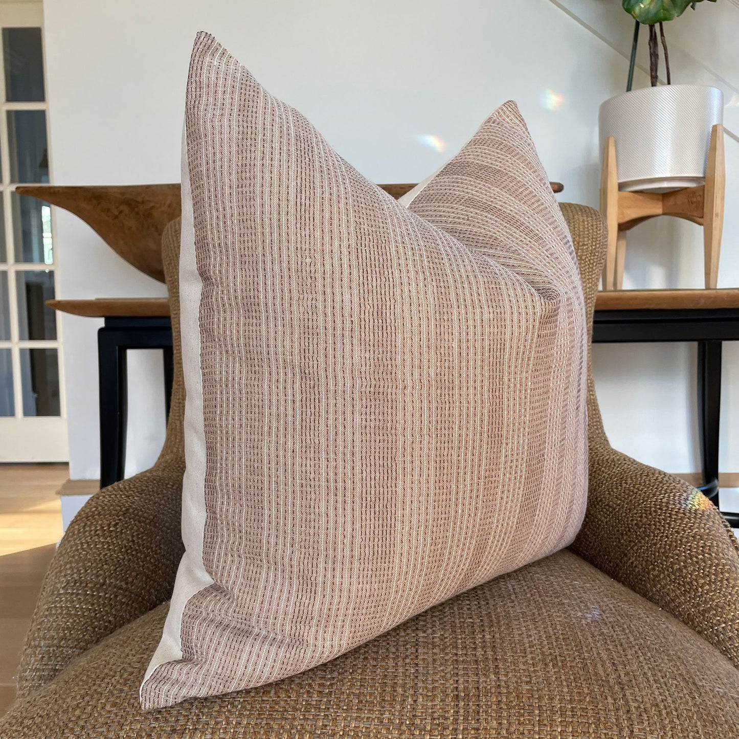 Brown Stripe Pillow Cover, Modern Farmhouse Pillow