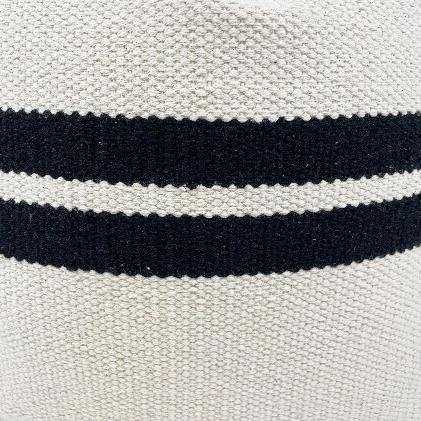 Cream and Black Stripe Pillow Cover, Thick Woven Cotton