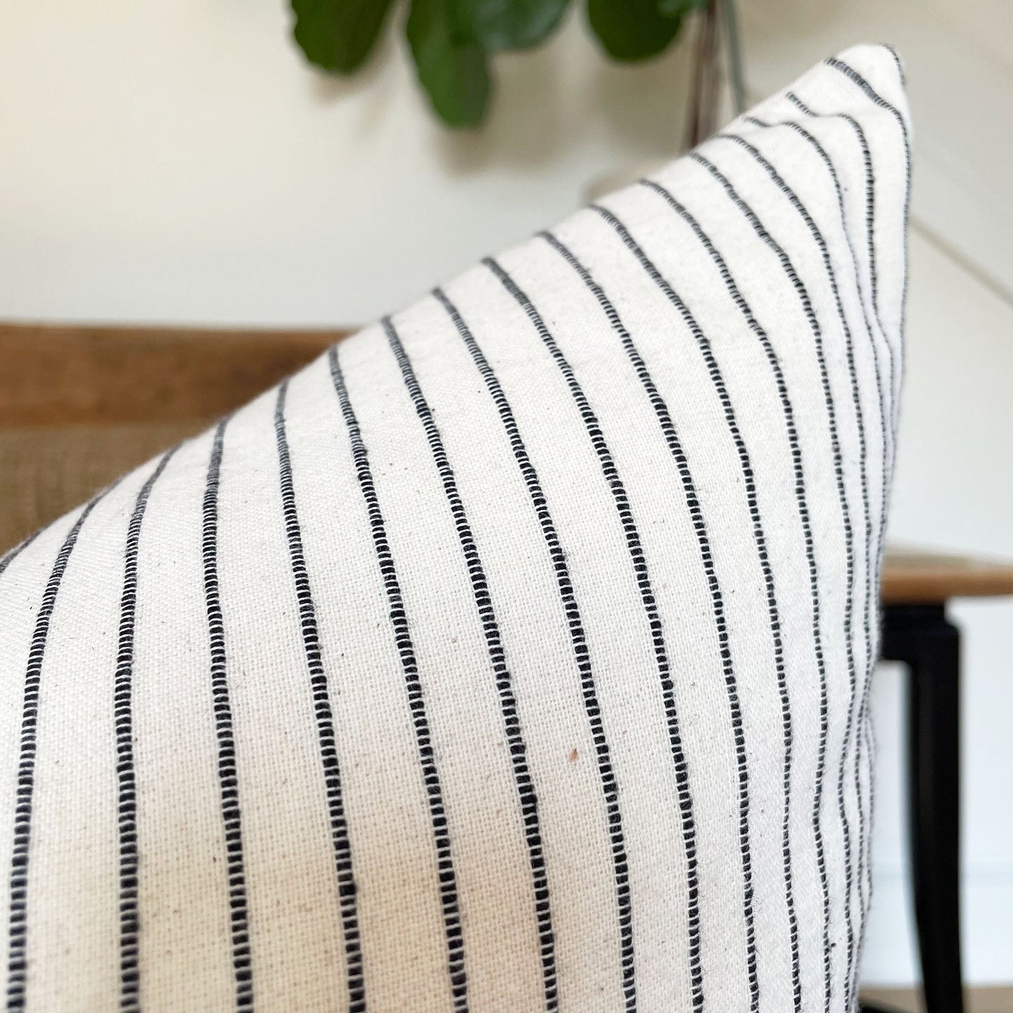 Black Stripe Pillow Cover, Black and Ivory Pillow Cover