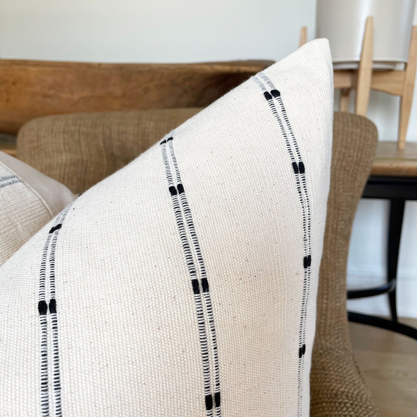 Cream and Black Stripe Pillow Cover