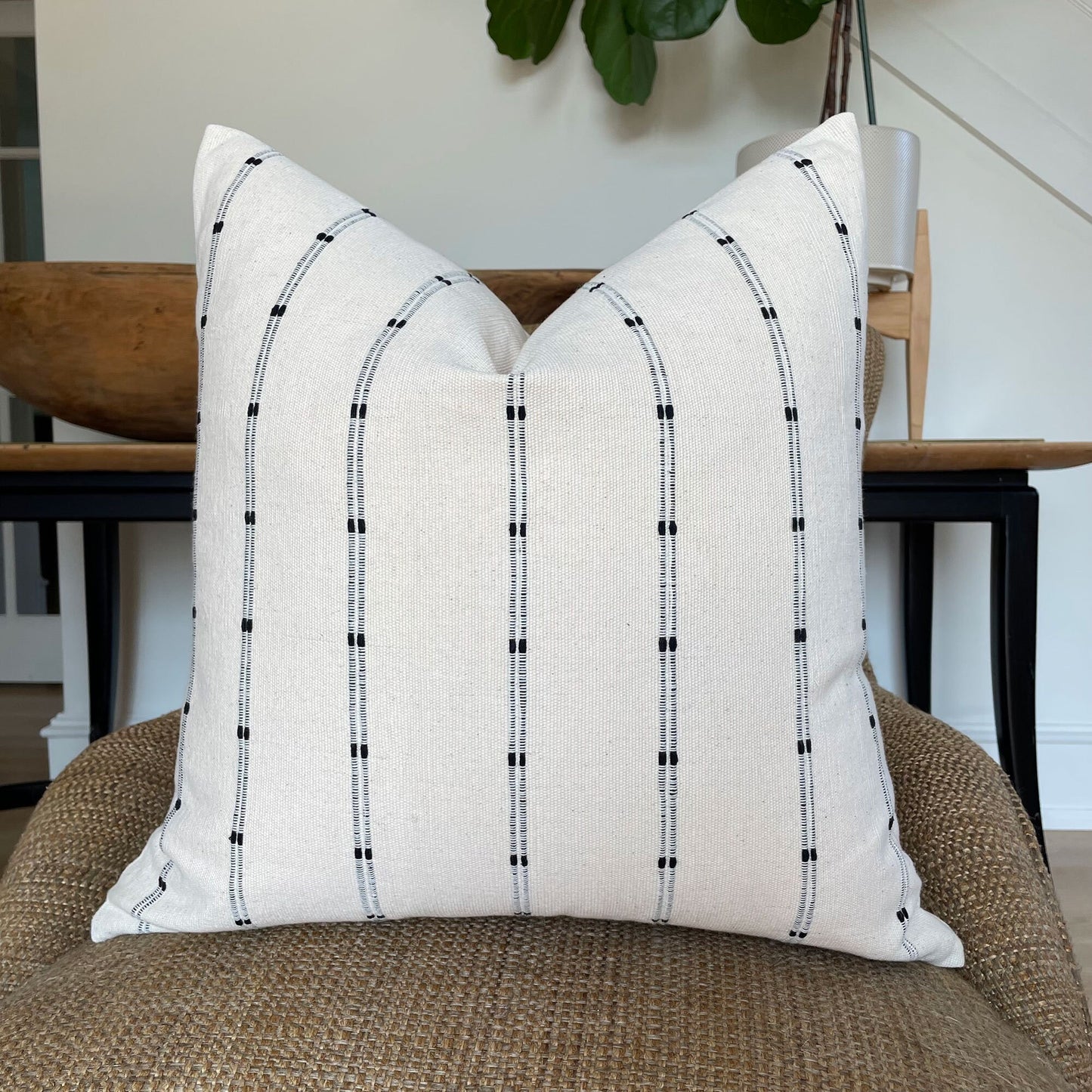 Cream and Black Stripe Pillow Cover