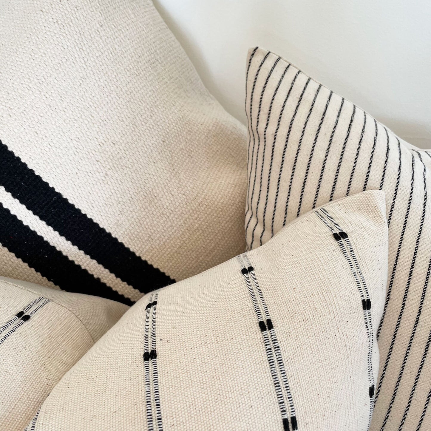 Cream and Black Stripe Pillow Cover