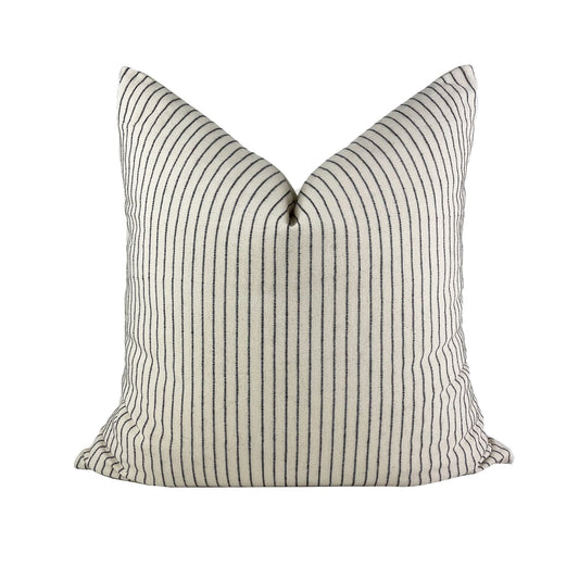 Black Stripe Pillow Cover, Black and Ivory Pillow Cover