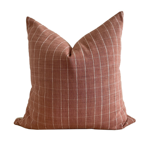 Terracotta Plaid Woven Pillow cover, Designer Pillows, One Of A Kind Pillow Cover