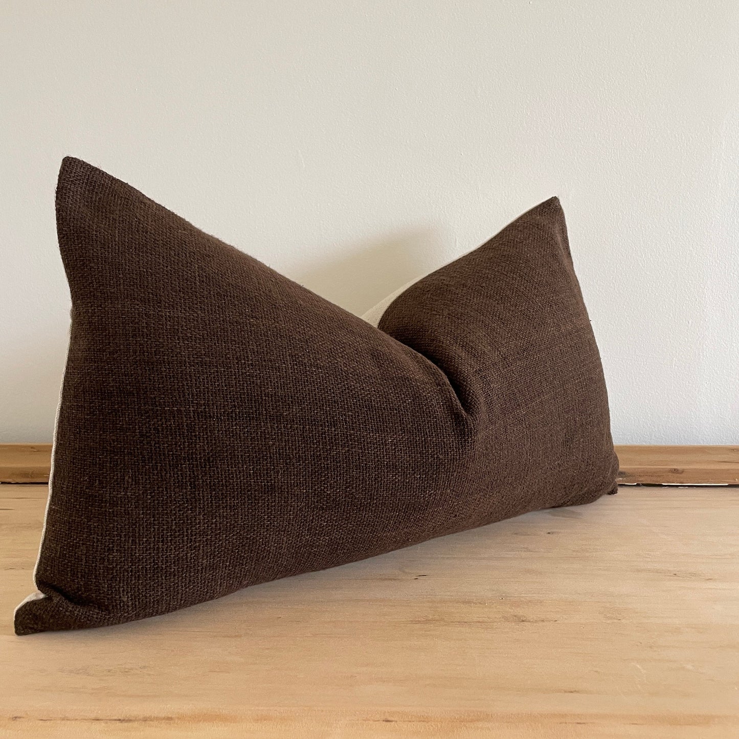 Dark Brown Woven lumbar Pillow Cover, Designer Pillow Covers