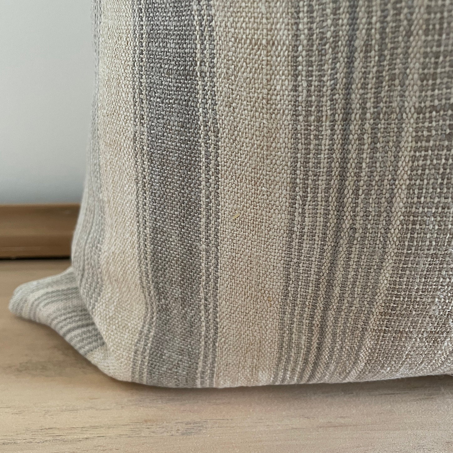 Gray Stripe Woven Hemp Pillow Cover, 20" Vintage Hmong Hand loomed Pillow Cover, One Of A Kind