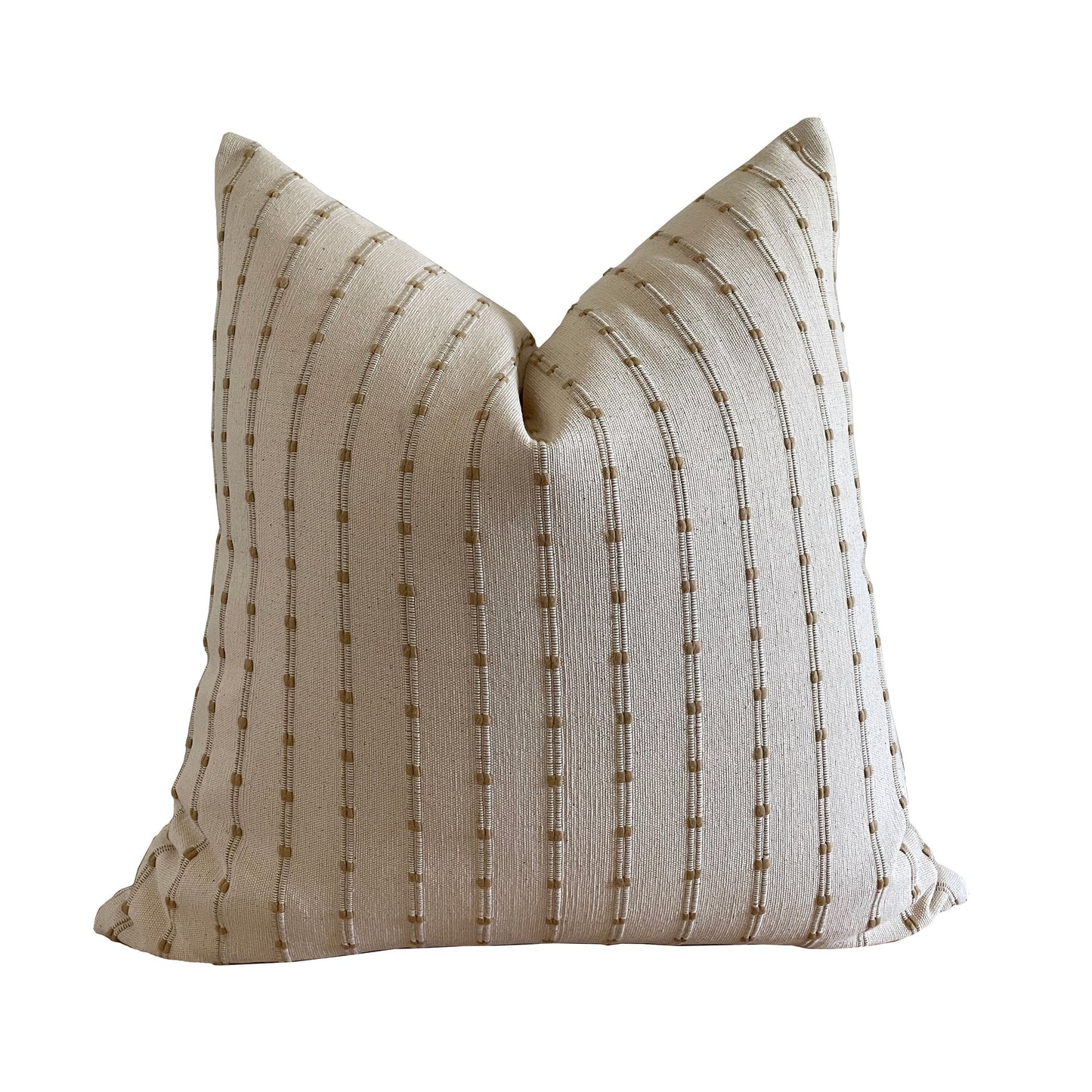 Woven Cream and Ochre Stripe Lumbar Pillow Cover