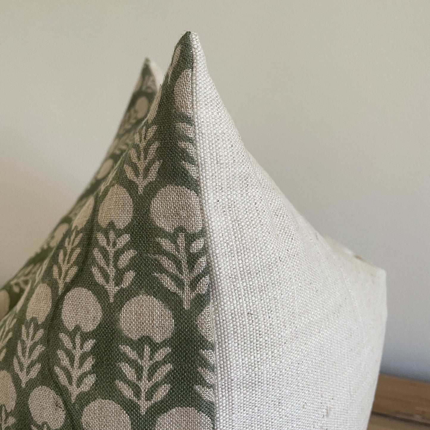 Green Block Print Linen Pillow Cover || dye lot 2