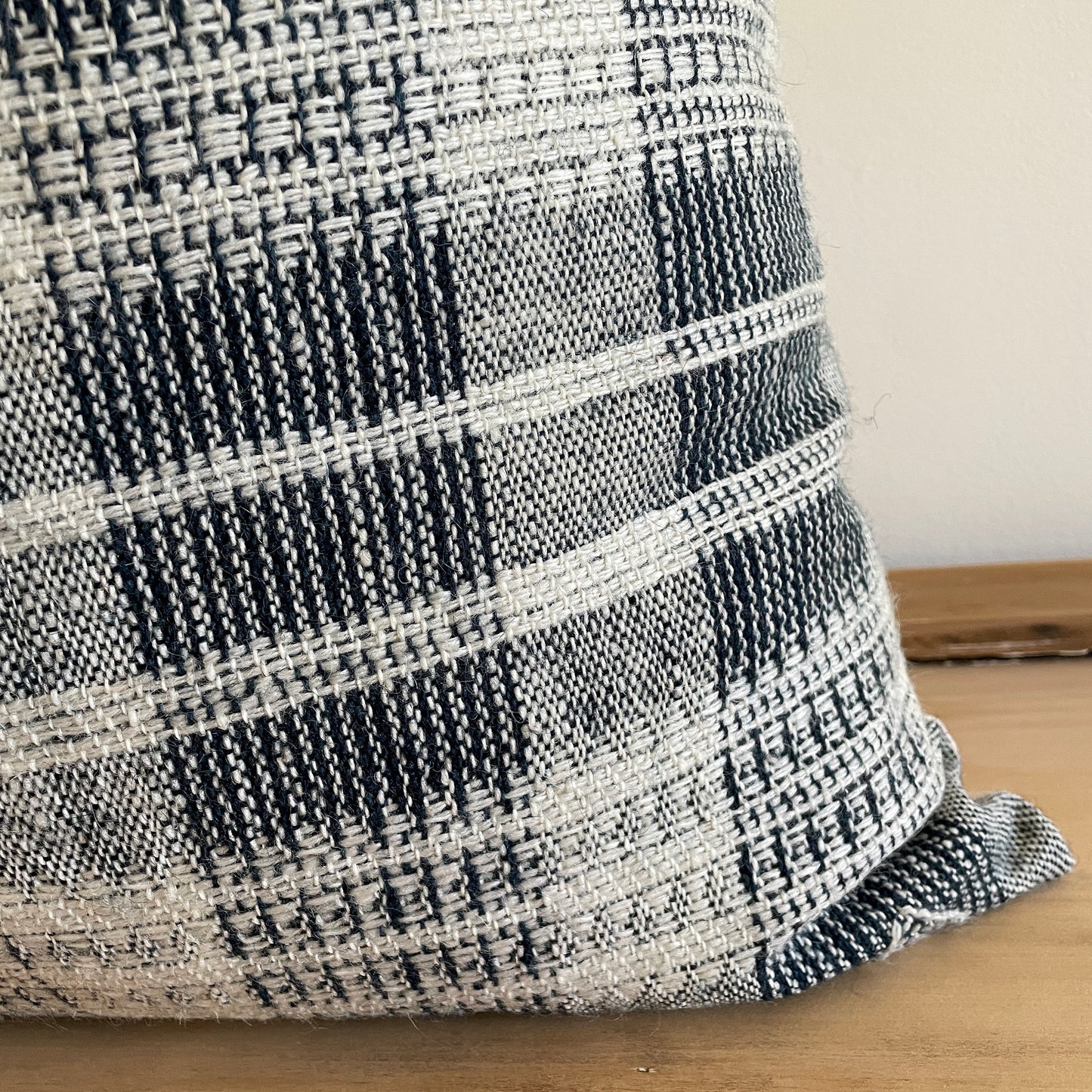 22" Navy Blue and Gray Woven Wool Pillow Cover, Designer Woven Pillows, Indian Wool Pillow