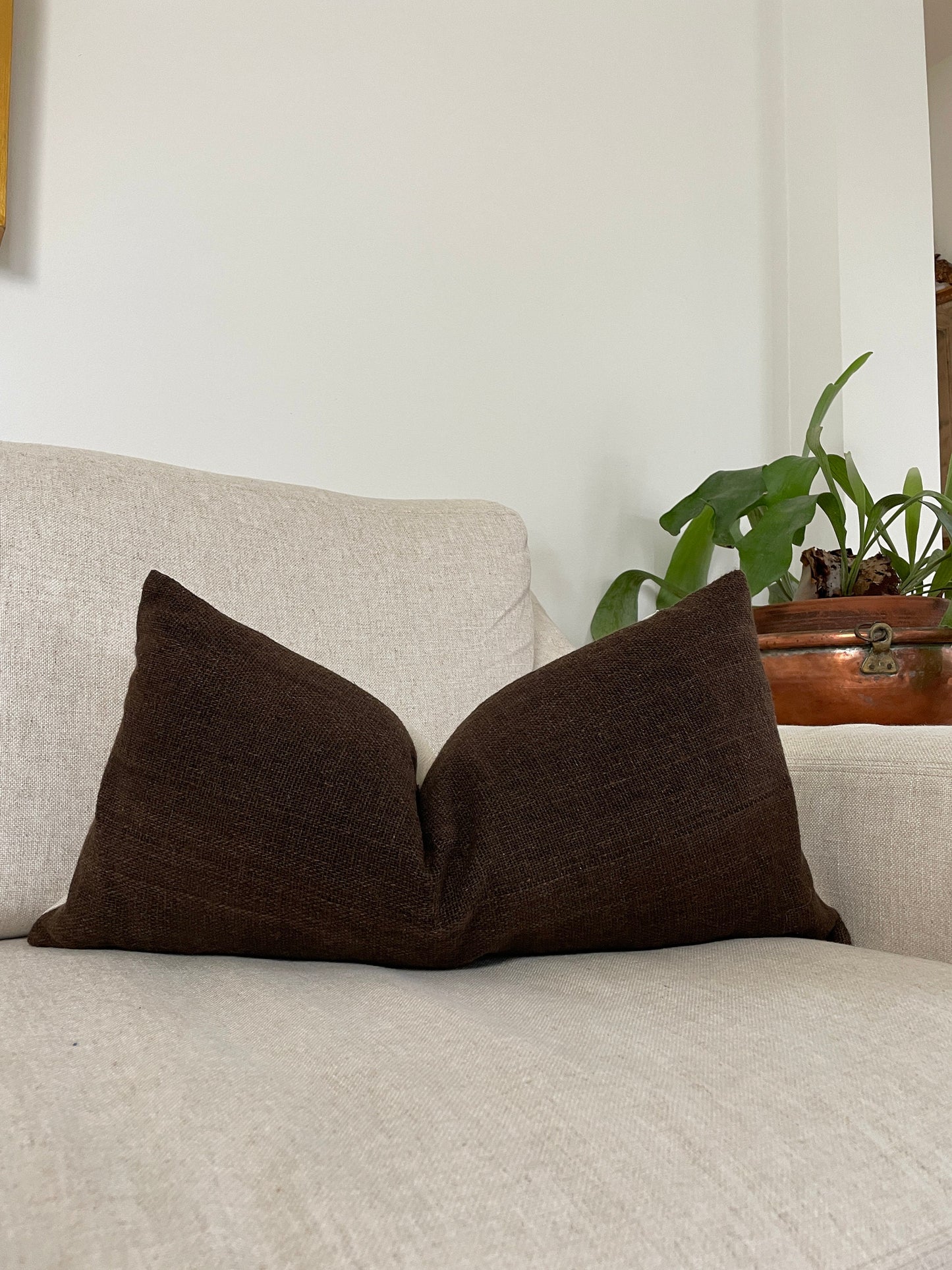 Dark Brown Woven lumbar Pillow Cover, Designer Pillow Covers