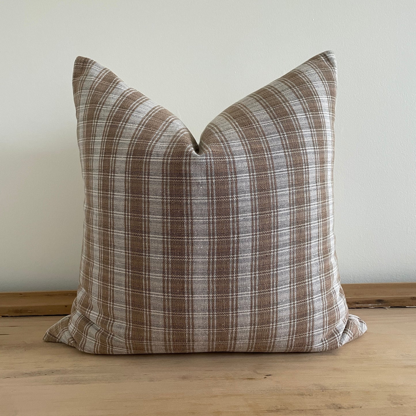 Woven Brown and Greige Plaid Pillow cover