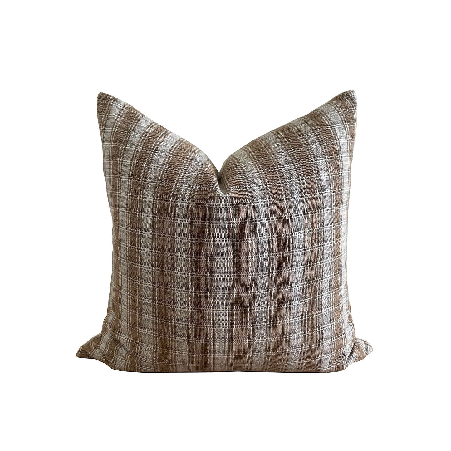 Woven Brown and Greige Plaid Pillow cover