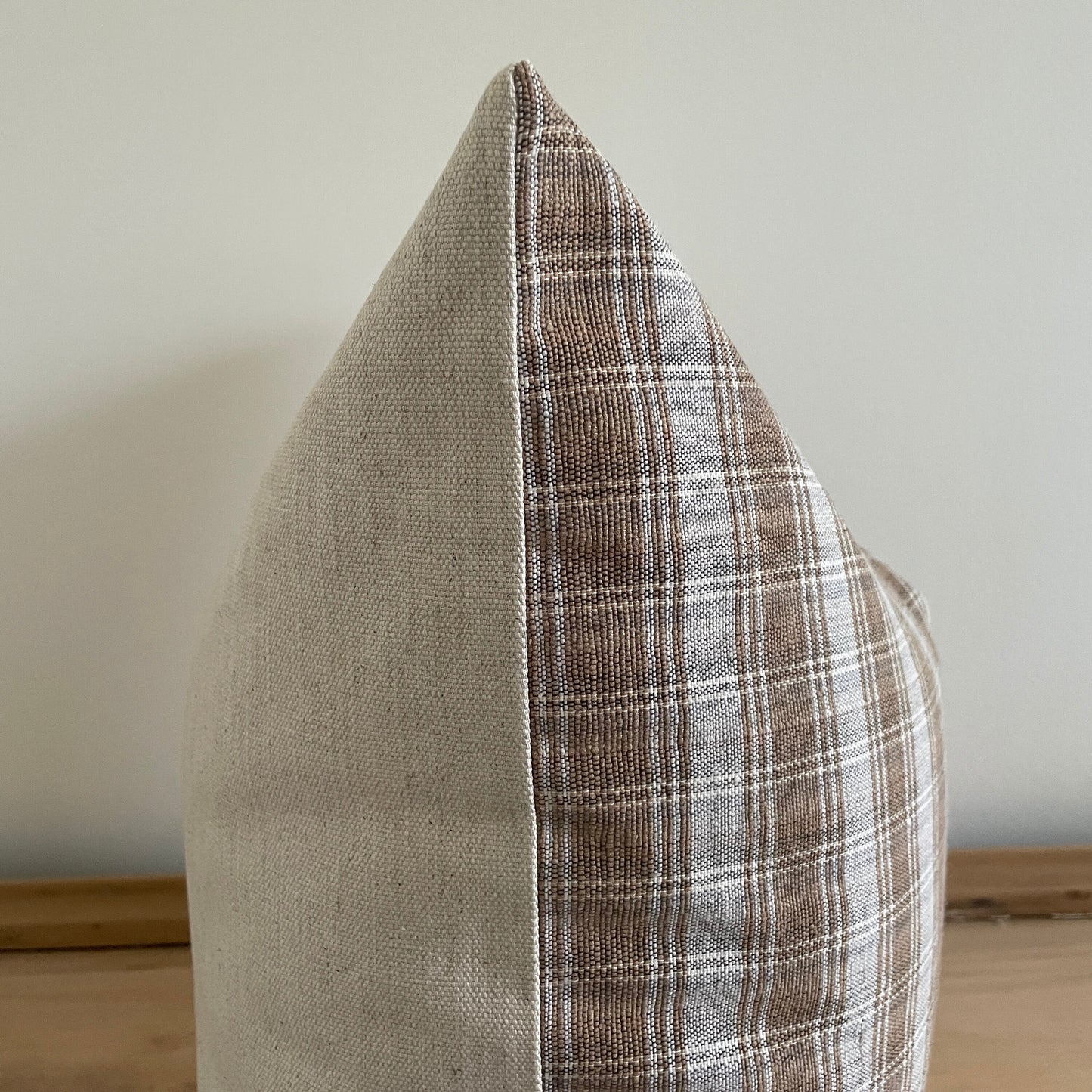 Woven Brown and Greige Plaid Pillow cover