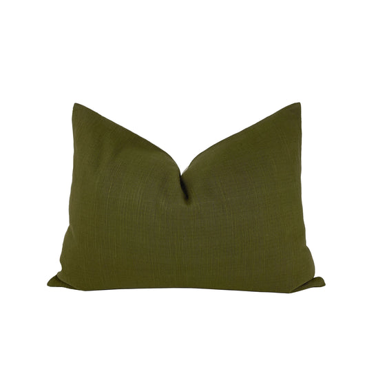 Olive Green Pillow Cover, Olive Green Textured Handwoven Cotton Pillow Cover