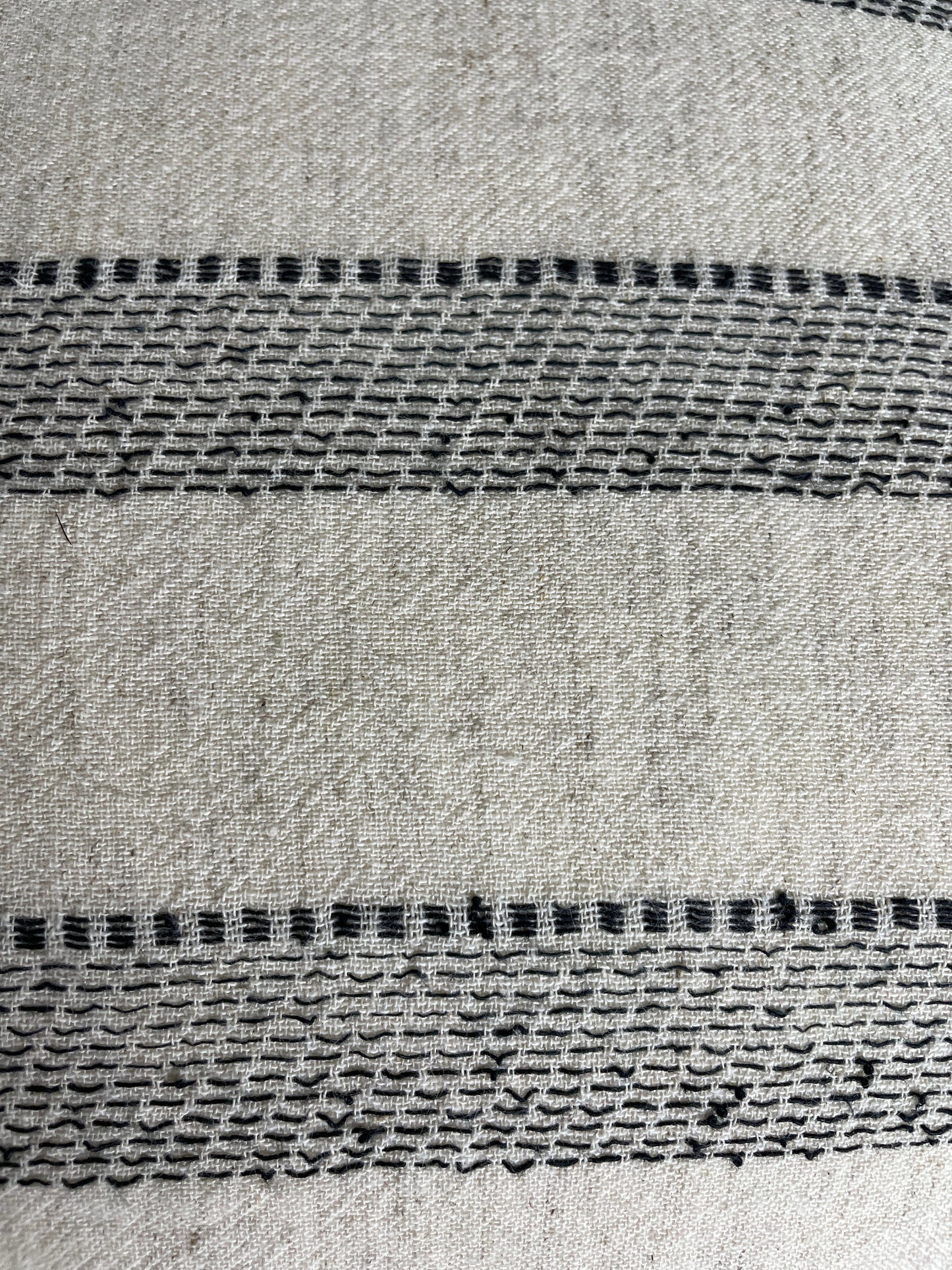 Black Stripe Pillow Cover with Sashiko Stitching