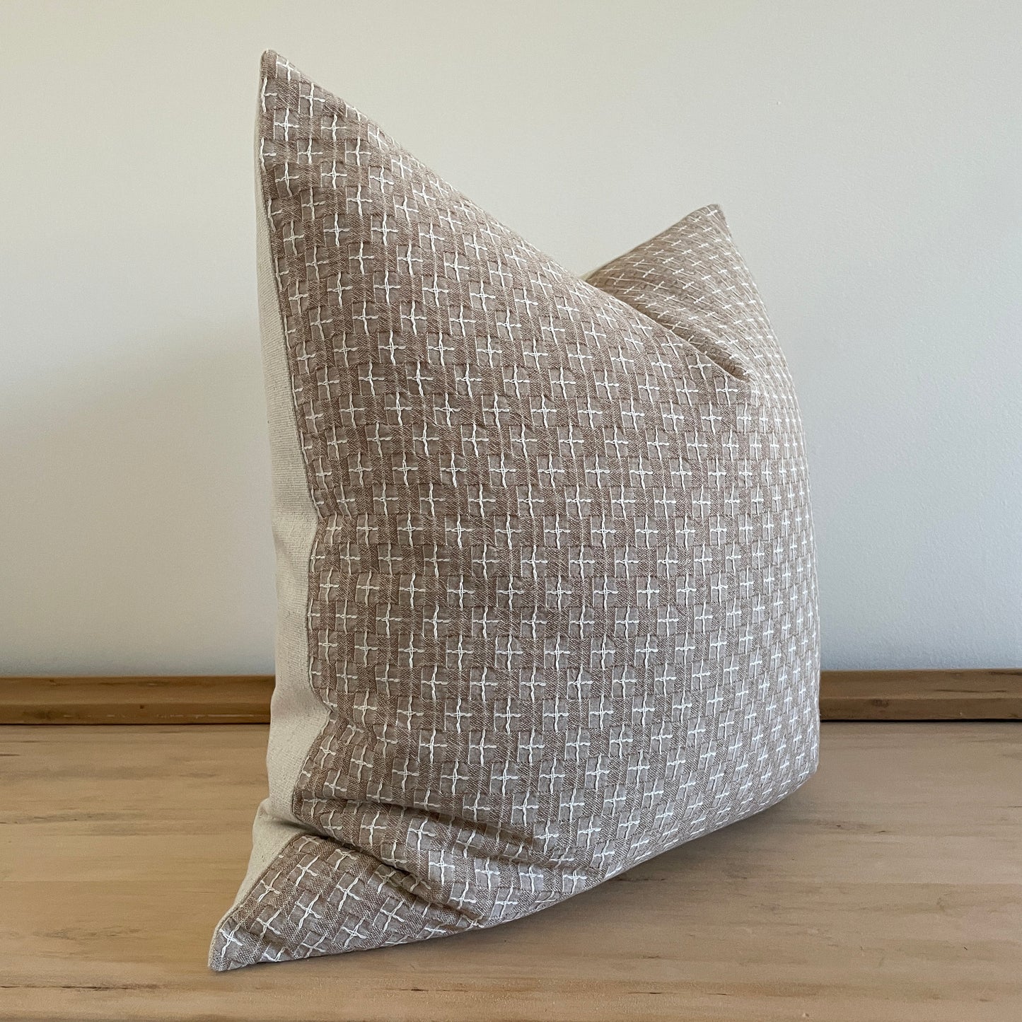 Brown Sashiko Cross Stitch Pillow Cover