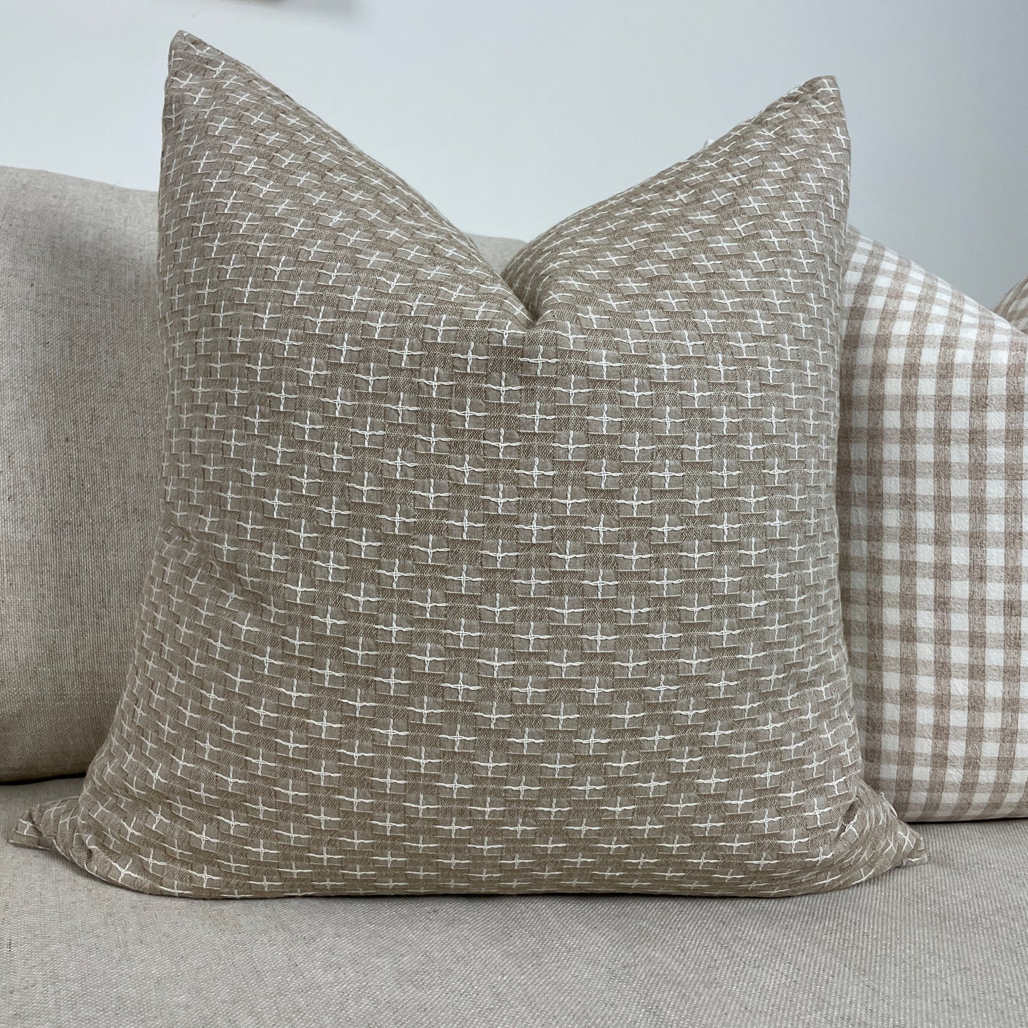 Brown Sashiko Cross Stitch Pillow Cover