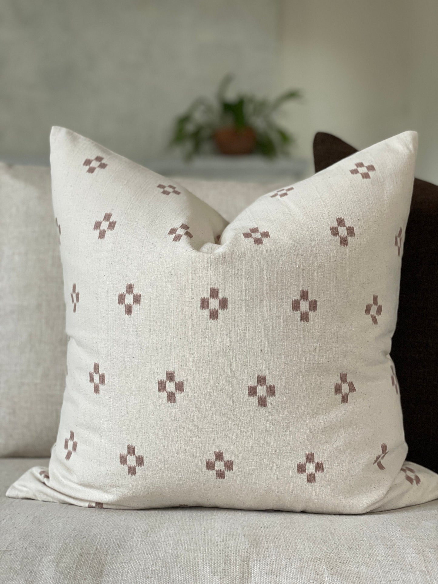 Cream and Tan Batik Pillow cover, Neutral Pillow Cover