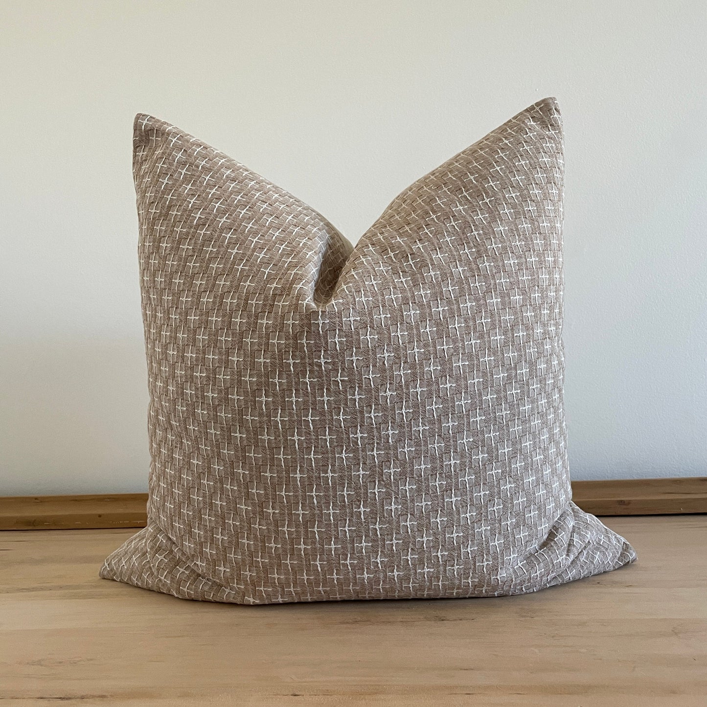 Brown Sashiko Cross Stitch Pillow Cover