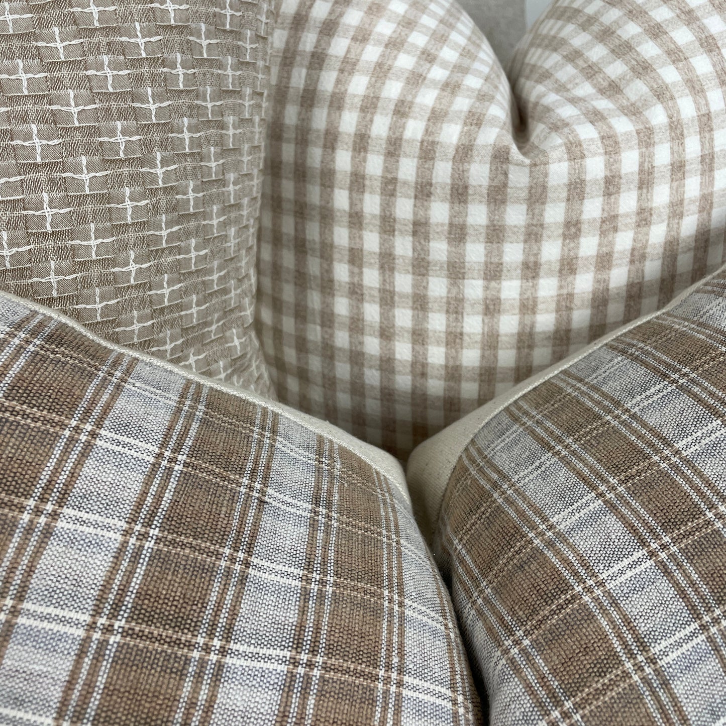 Woven Brown and Greige Plaid Pillow cover