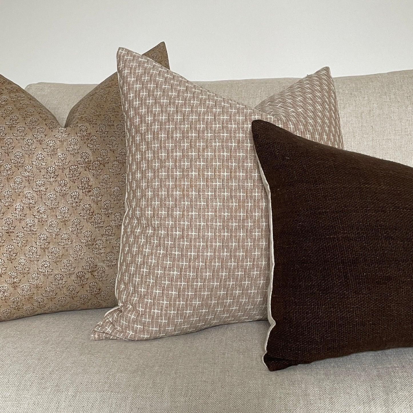 Dark Brown Woven lumbar Pillow Cover, Designer Pillow Covers