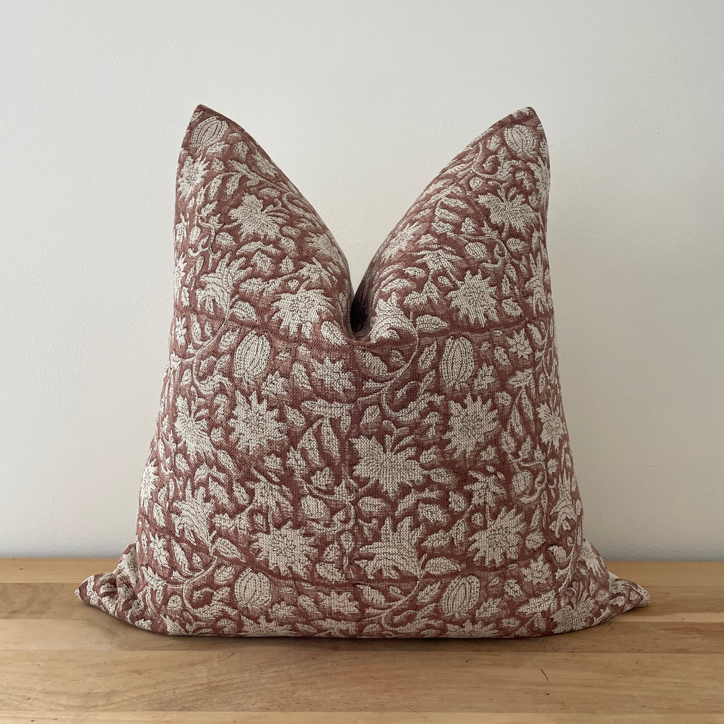 18" Block Print Pillow Cover on Textured Linen Pillow