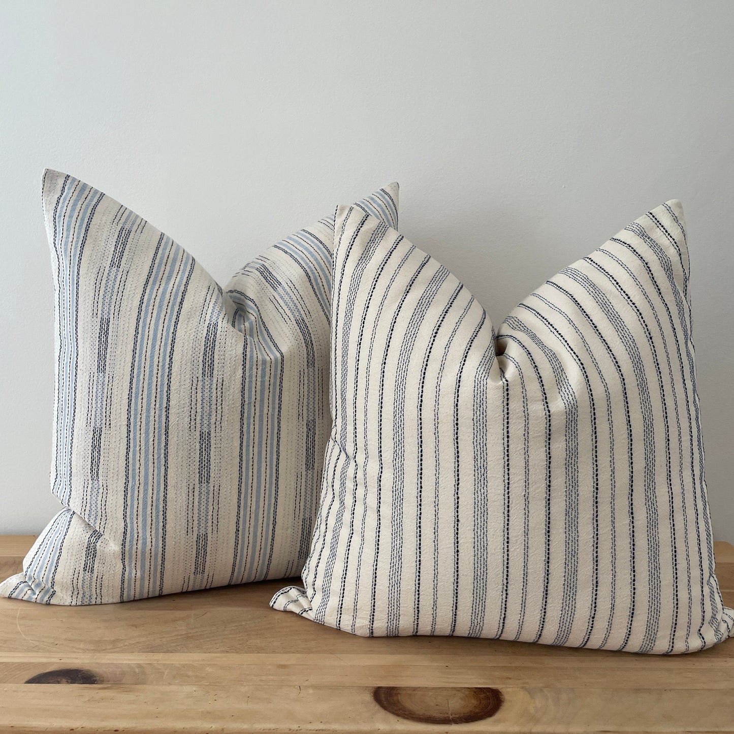 Navy Blue Sashiko Stripe Pillow Cover