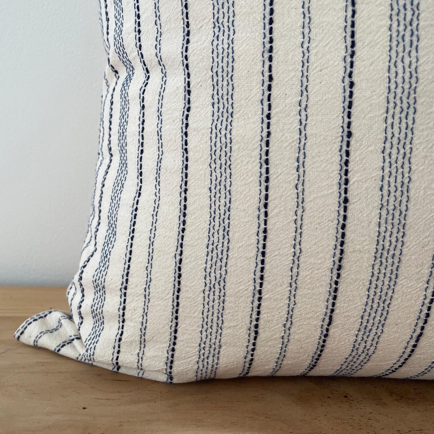 Navy Blue Sashiko Stripe Pillow Cover