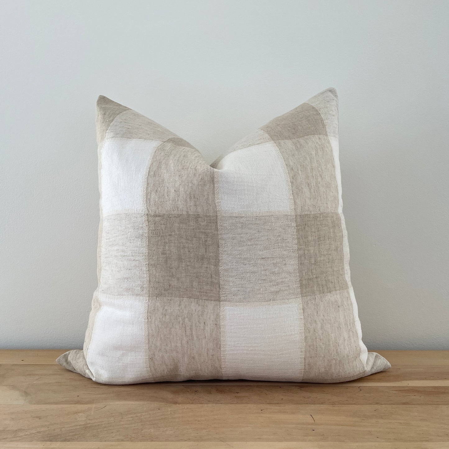 Buffalo Plaid Gauze Neutral Pillow Cover