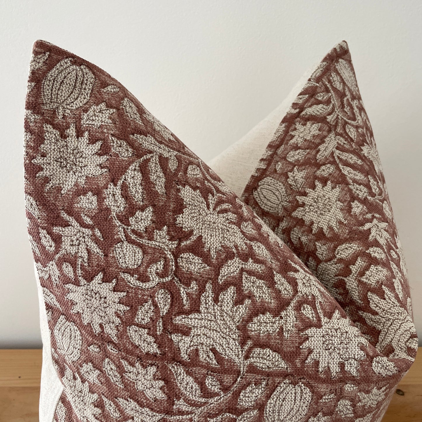 18" Block Print Pillow Cover on Textured Linen Pillow