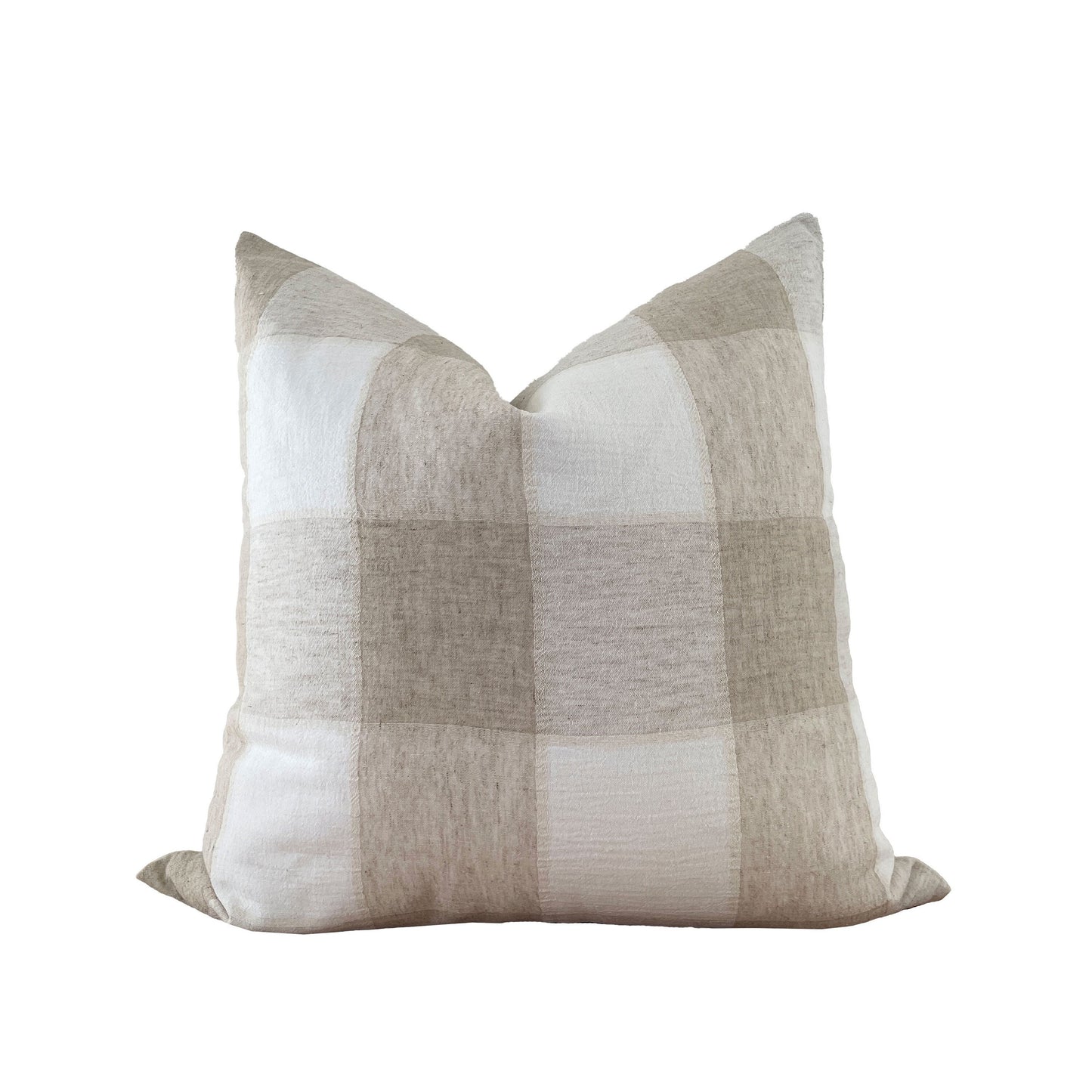 Buffalo Plaid Gauze Neutral Pillow Cover