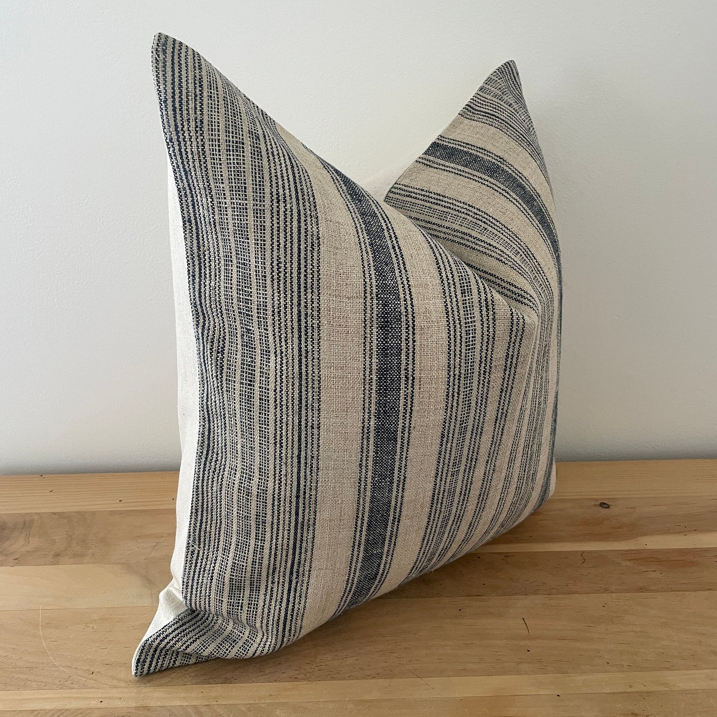 Indigo and Natural Stripe Hmong Pillow Cover