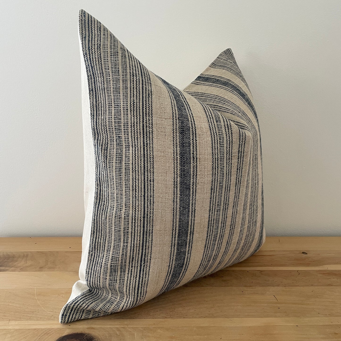 Indigo and Natural Stripe Hmong Pillow Cover