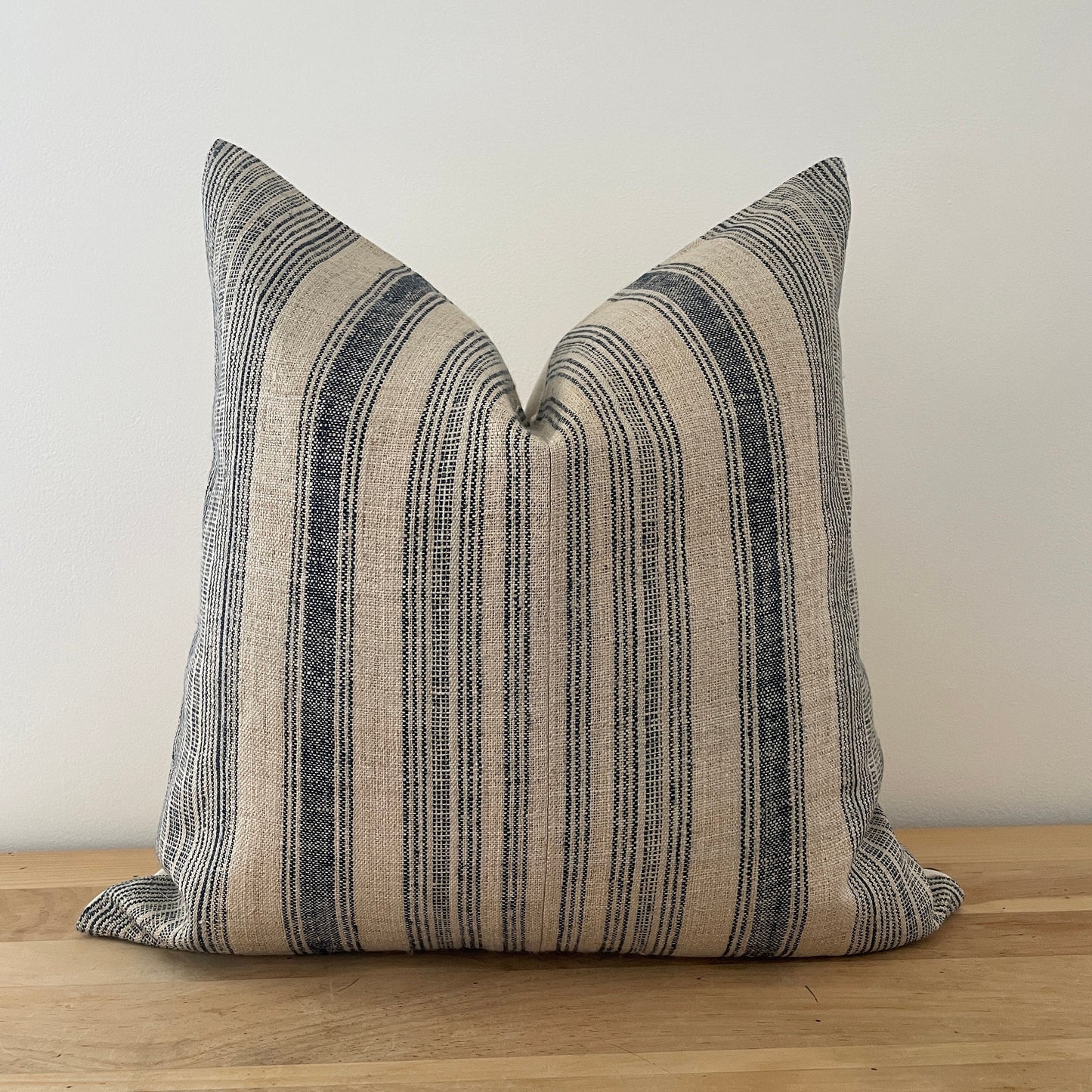 Indigo and Natural Stripe Hmong Pillow Cover