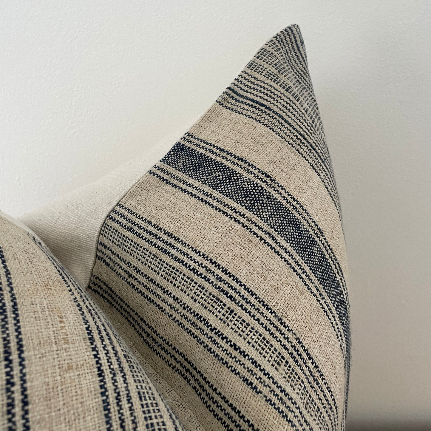 Indigo and Natural Stripe Hmong Pillow Cover