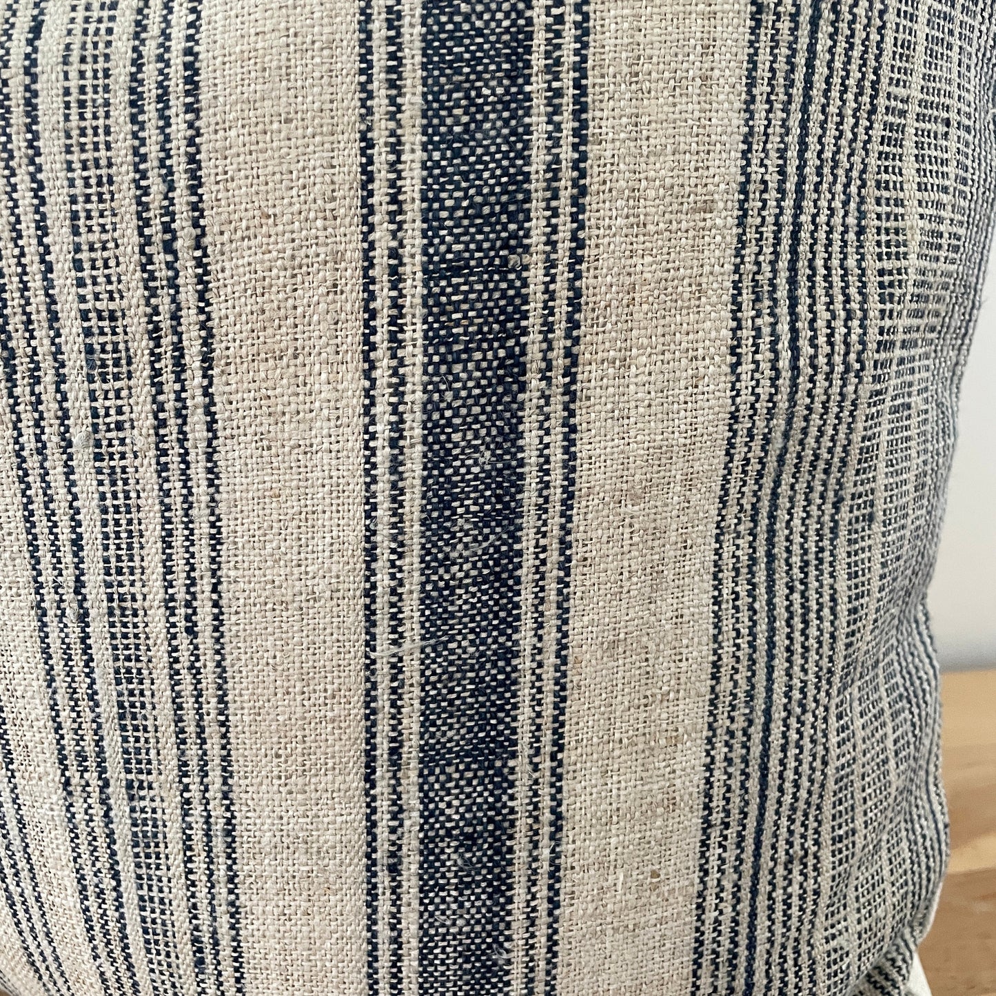 Indigo and Natural Stripe Hmong Pillow Cover