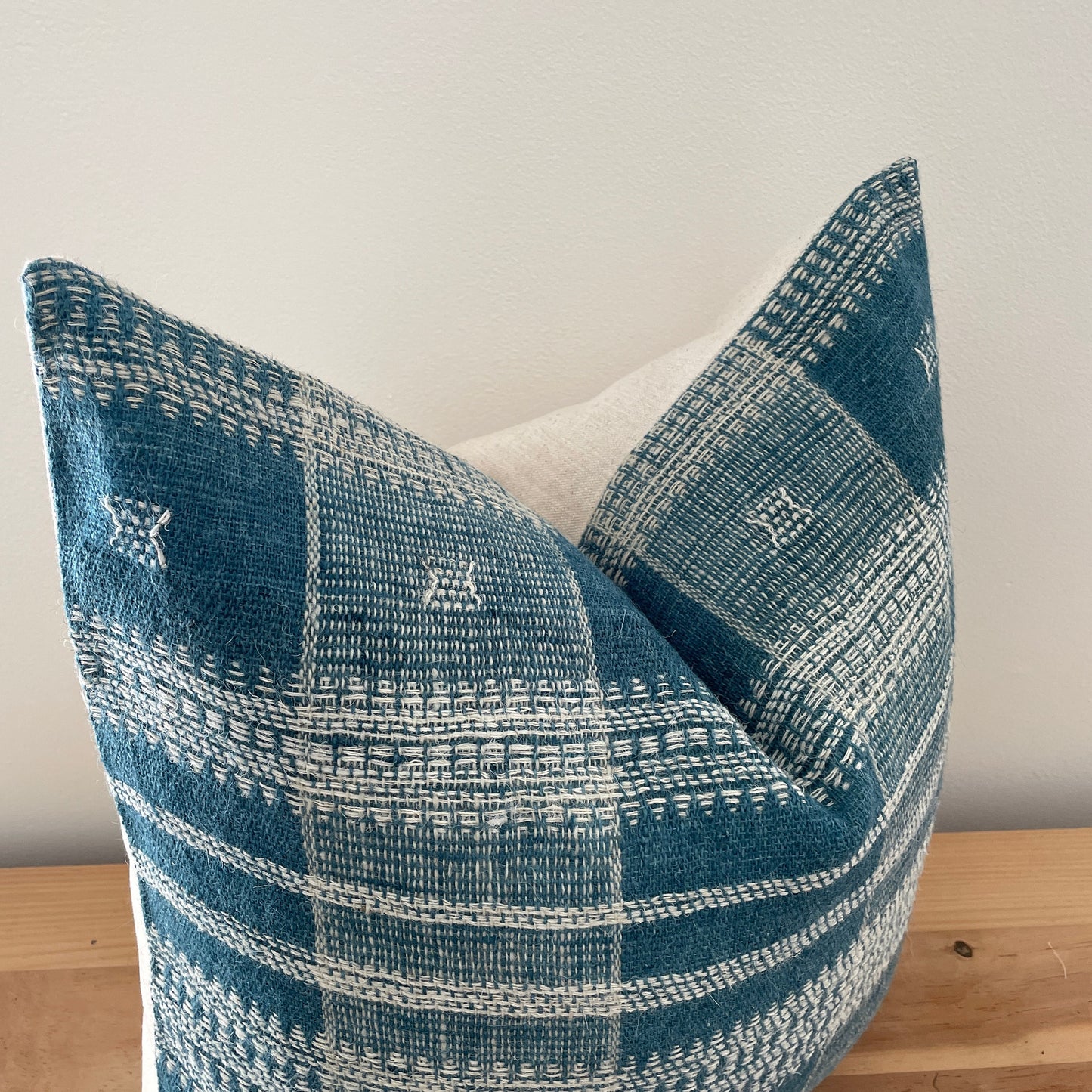 Blue Indian Wool Pillow Cover