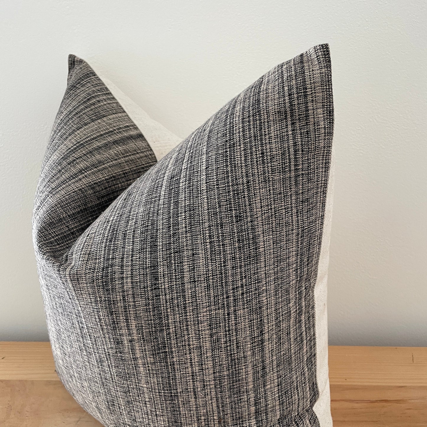 Black and Natural Stripe Pillow Cover