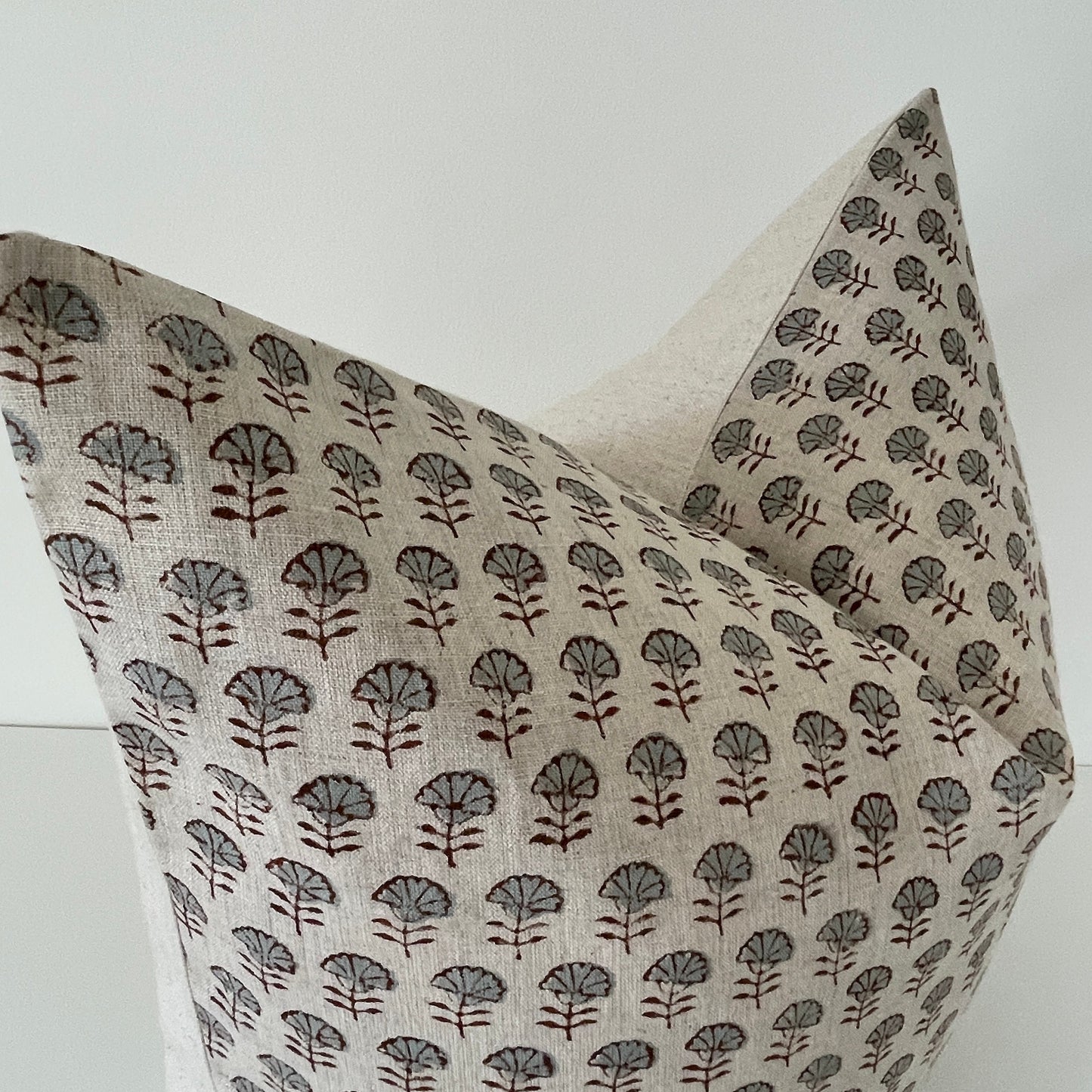 Block Print Linen Pillow Cover, Neutral Pillow Cover