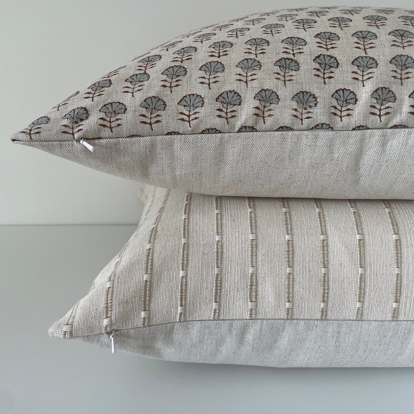 Block Print Linen Pillow Cover, Neutral Pillow Cover