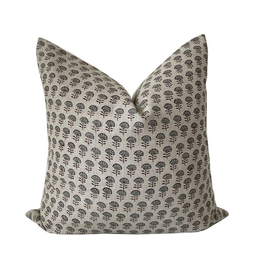 Block Print Linen Pillow Cover, Neutral Pillow Cover