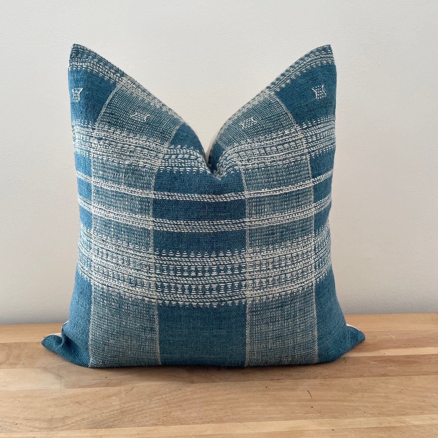 Blue Indian Wool Pillow Cover