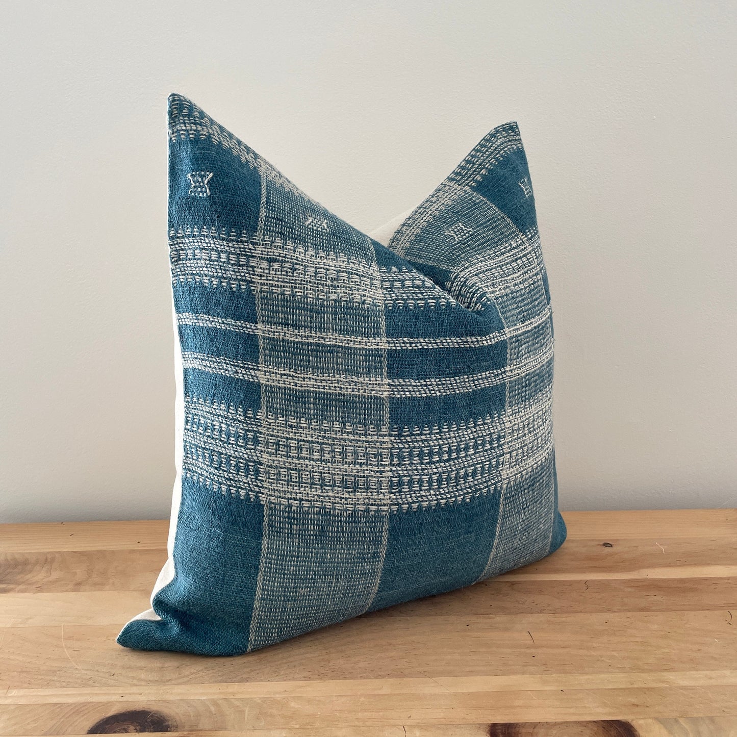 Blue Indian Wool Pillow Cover