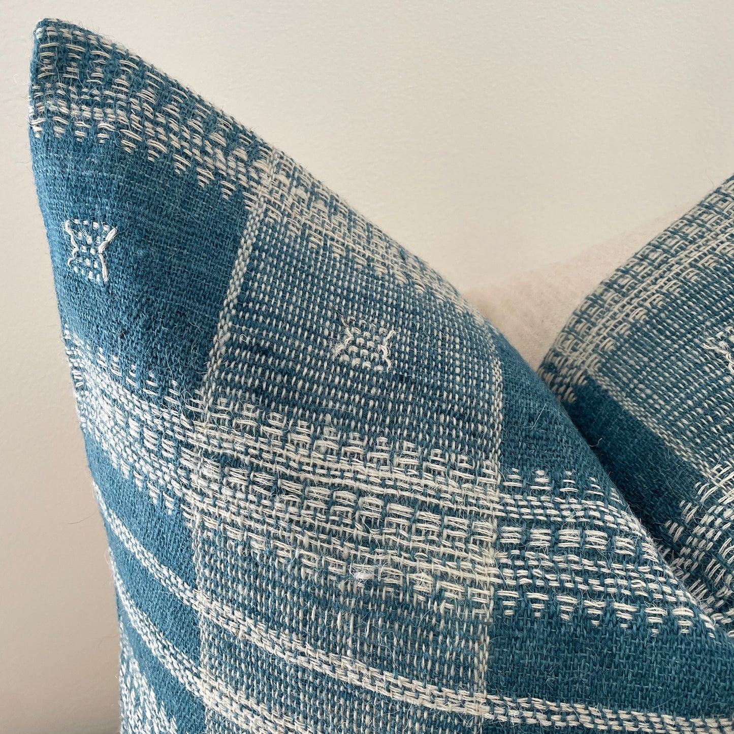 Blue Indian Wool Pillow Cover