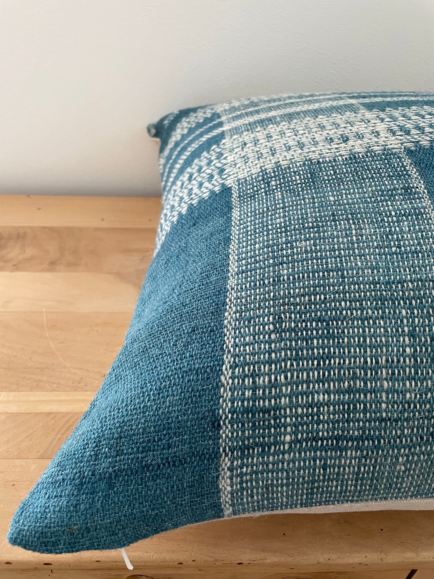 Blue Indian Wool Pillow Cover