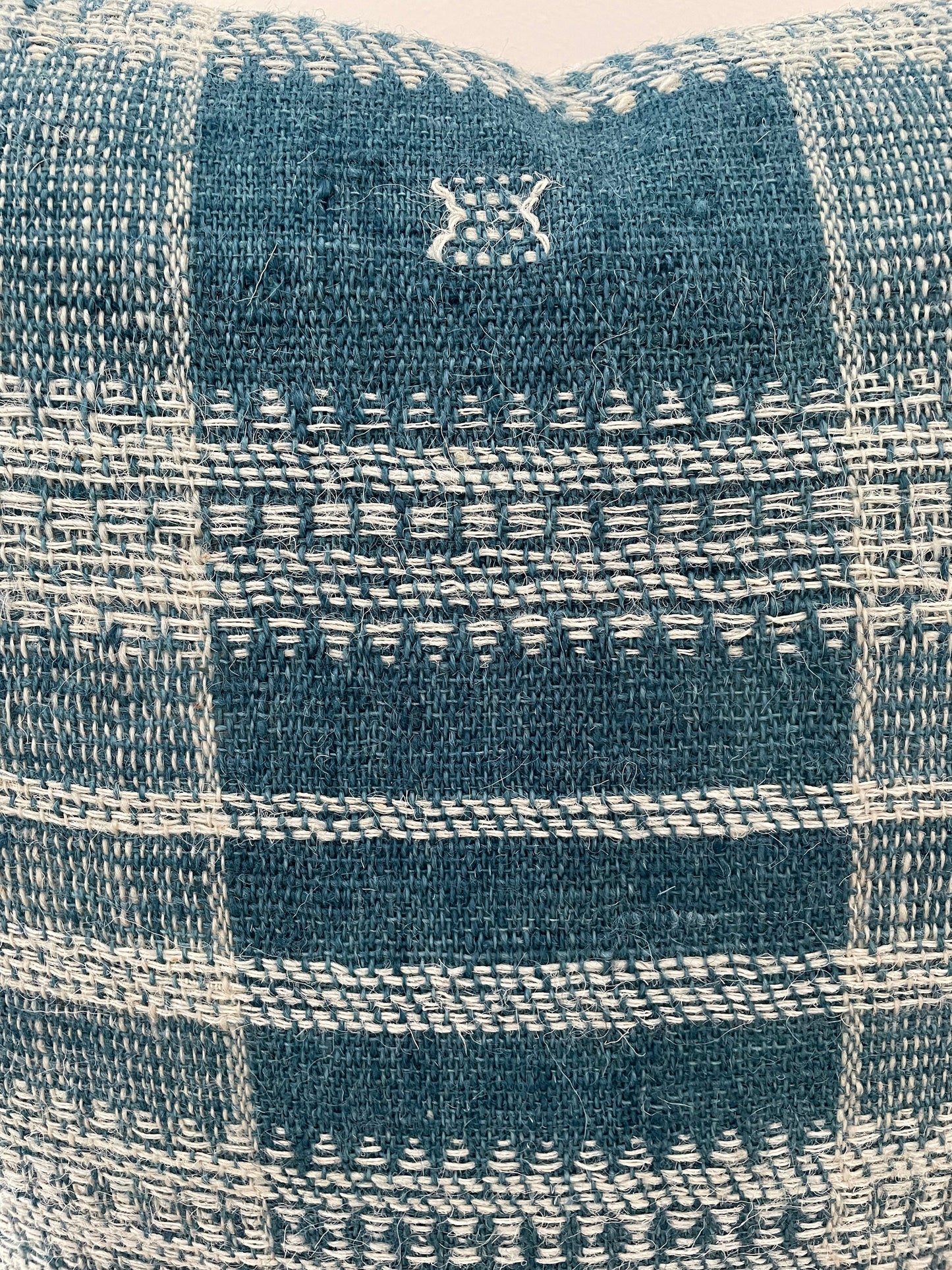 Blue Indian Wool Pillow Cover