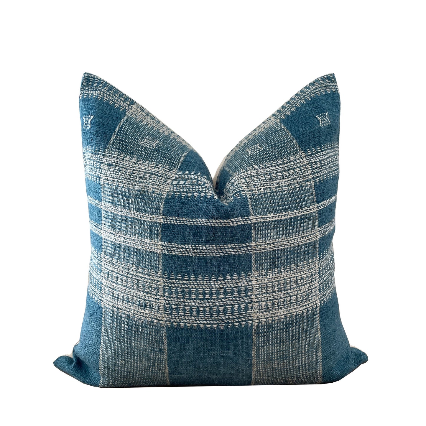 Blue Indian Wool Pillow Cover